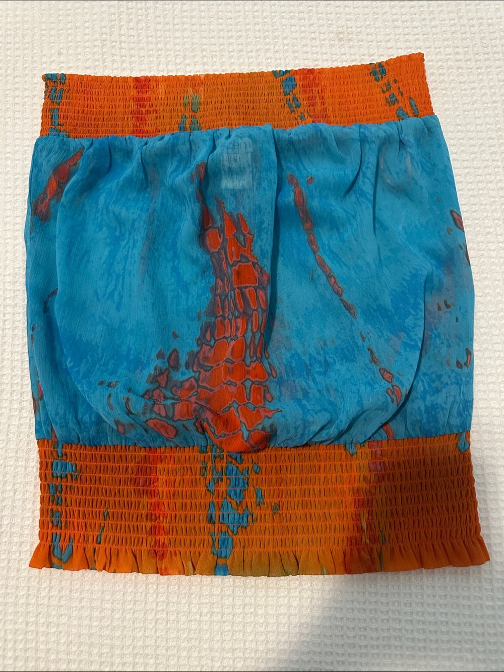 Arden B Blue and Orange Smocked Tube Top